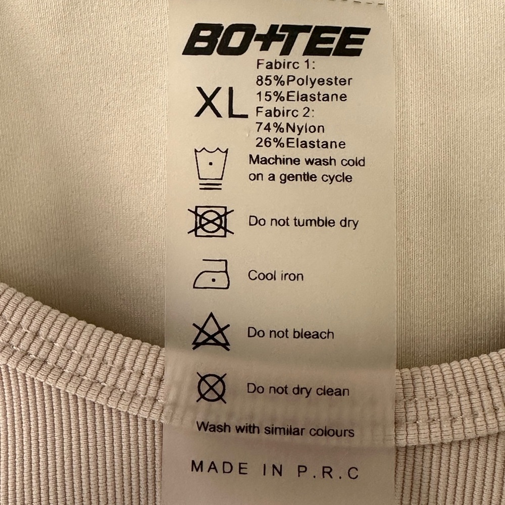 Oh Polly Bo+Tee Renew Sports Bra Top Size US 10 Cream Tan Crop - Picture 5 of 8